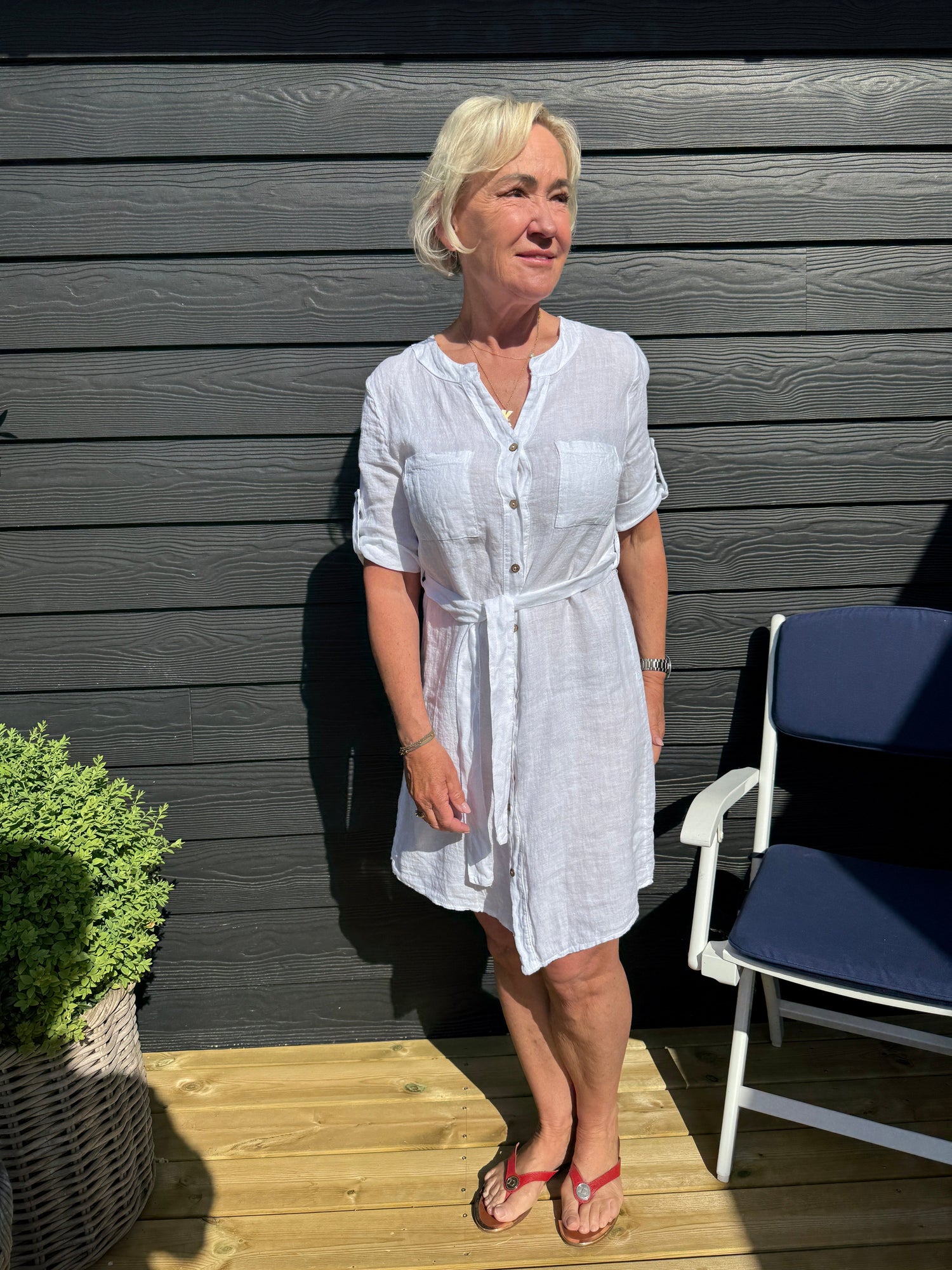 OtherStuff Hørkjole med bindebånd otherstuff