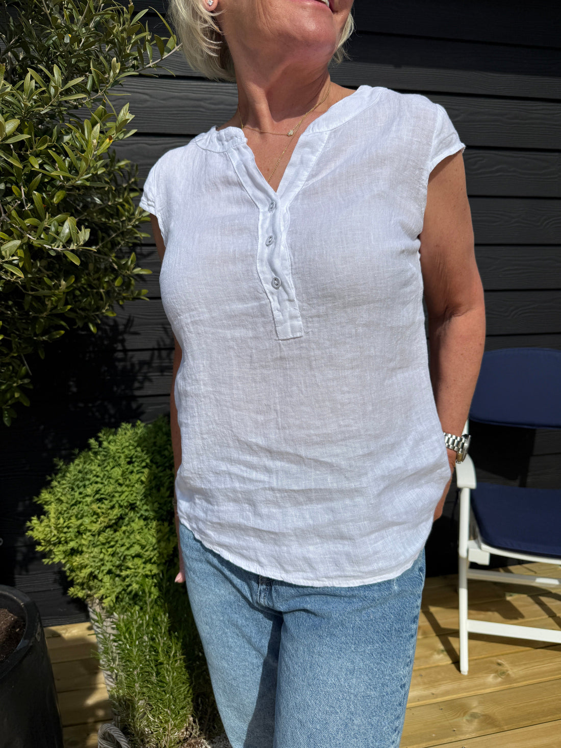 OtherStuff Hvid bluse i 100% hør otherstuff