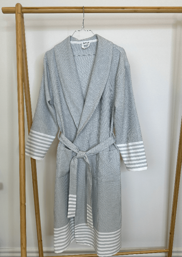 OtherStuff badekåbe Kimono - Grå m. striber otherstuff