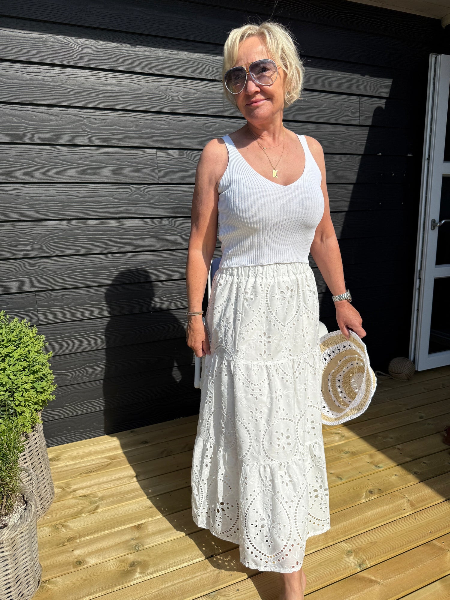 OtherStuff Tøj Lang nederdel i broderie anglaise otherstuff