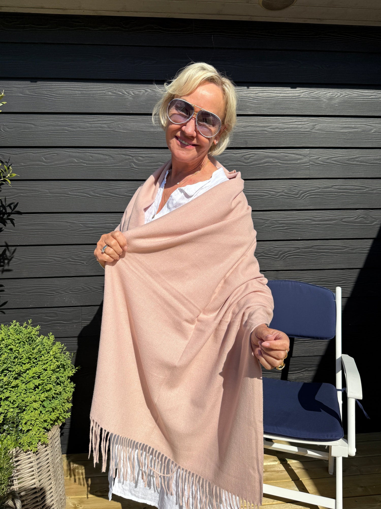 OtherStuff Tørklæde og sjal Sjal i 100% Viscose - Rosa (Str. 180x80 cm) otherstuff
