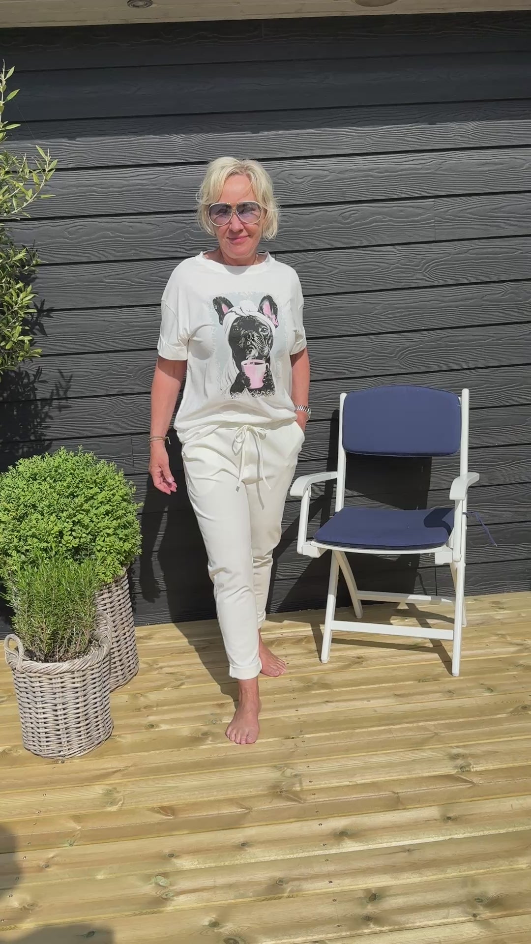 Hvide bukser m. bindebånd