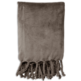 Uldplaiden.dk Plaid Fleece plaid i Gråbrun m. frynser (150 x 200cm) otherstuff