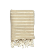 Uldplaiden tæppe Hamam håndklæde - Beige m. hvide striber (95x170 cm) otherstuff