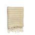 Uldplaiden tæppe Hamam håndklæde - Beige m. hvide striber (95x170 cm) otherstuff