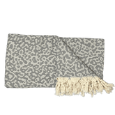 Uldplaiden tæppe Mørkegrå m. leopardmønster Strandtæppe i bomuld - Hornbæk (90x170 cm) otherstuff