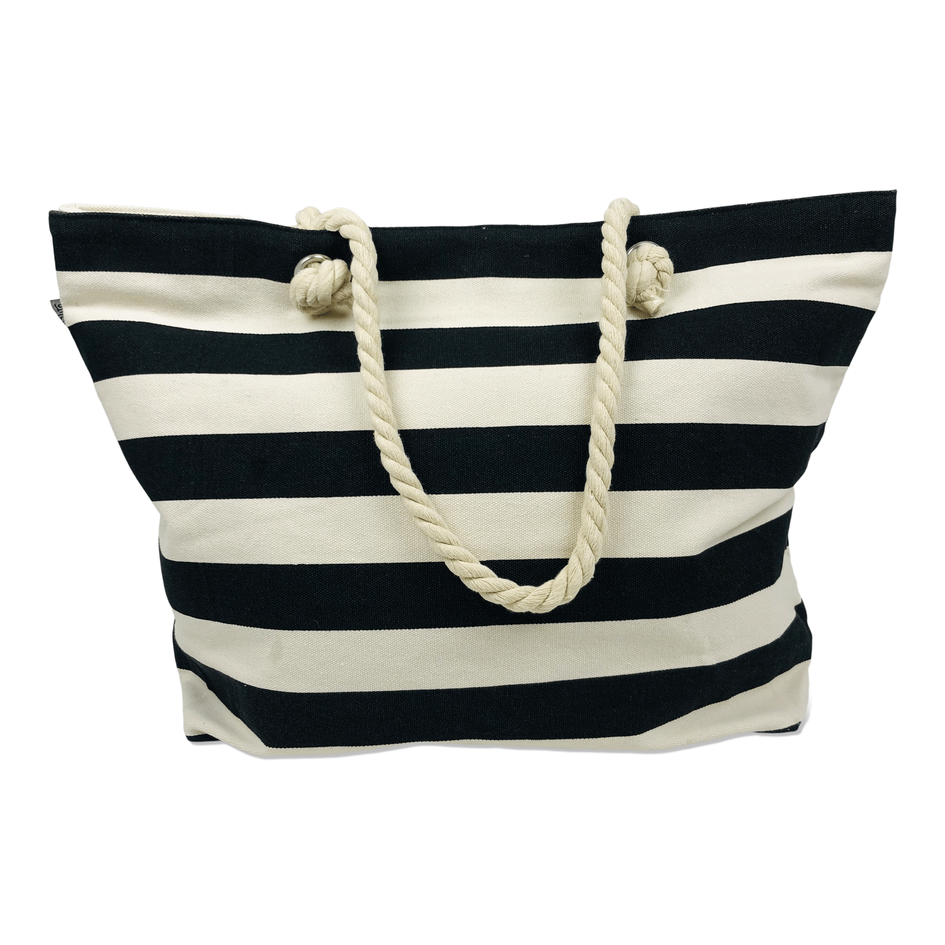 Strandtaske - Sort/Hvid Stribet