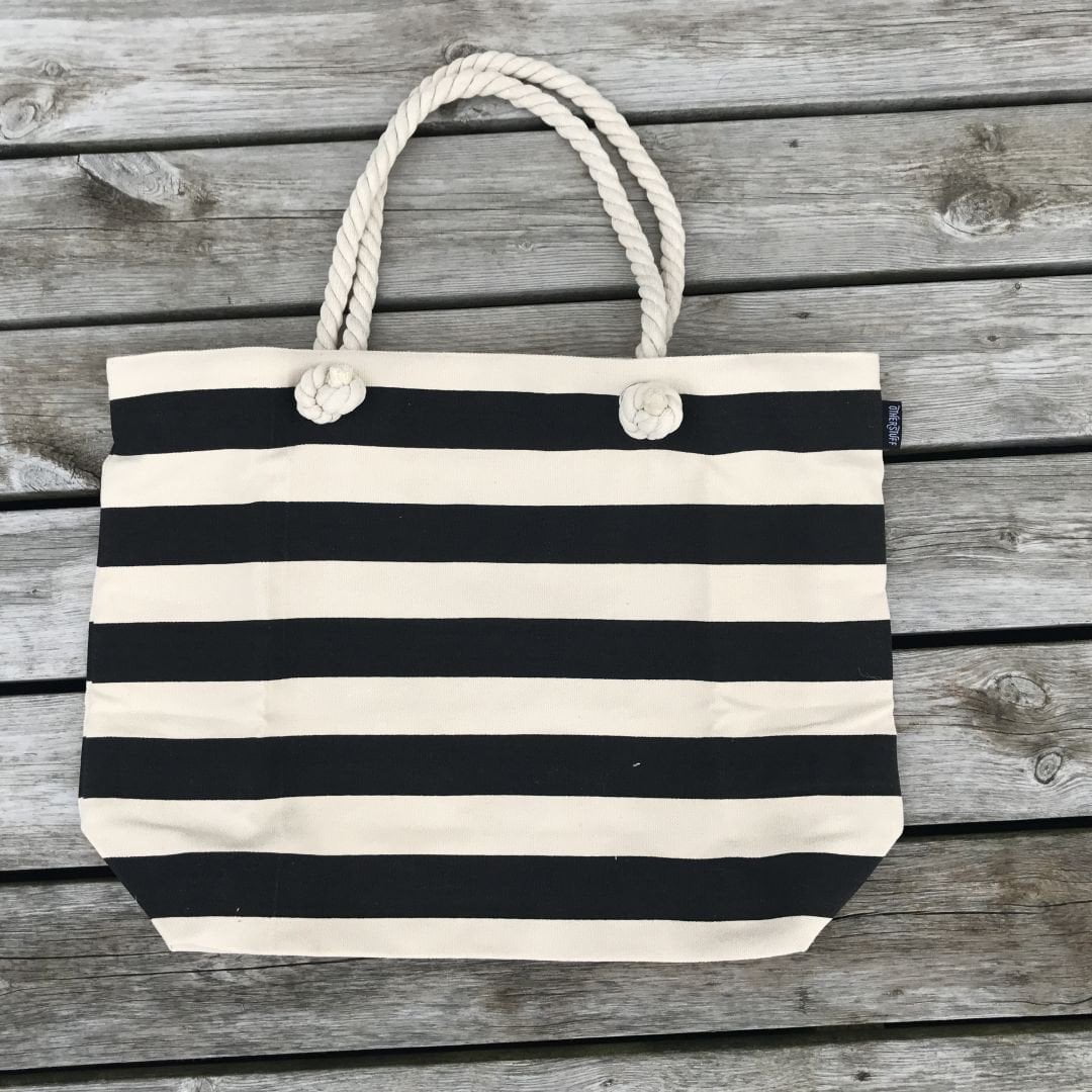 Strandtaske - Sort/Hvid Stribet - 1