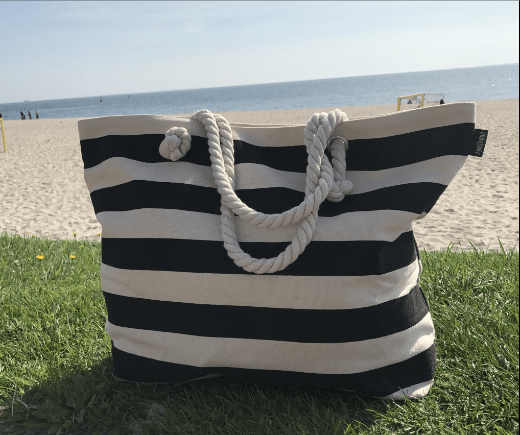 Strandtaske - Sort/Hvid Stribet - 7