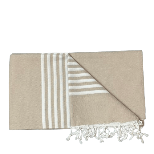 OtherStuff hamamhåndklæde Beige m. hvide striber Hamam håndklæde i bomuld - Kerteminde (90x170 cm) otherstuff