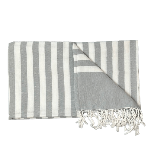 OtherStuff hamamhåndklæde Hvid m. grå striber Hamam håndklæde i bomuld - Kerteminde (90x170 cm) otherstuff