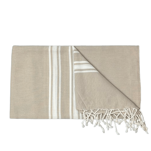 OtherStuff hamamhåndklæde Natur m. hvide striber Hamam håndklæde i bomuld - Kerteminde (90x170 cm) otherstuff