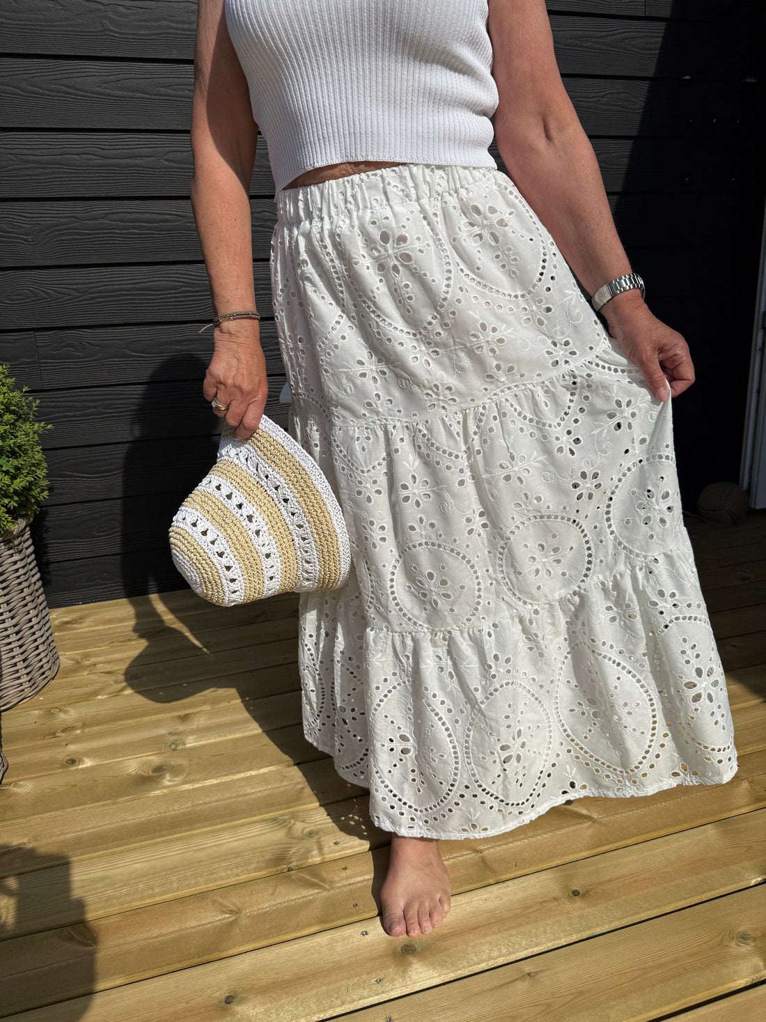 OtherStuff Tøj Lang nederdel i broderie anglaise otherstuff