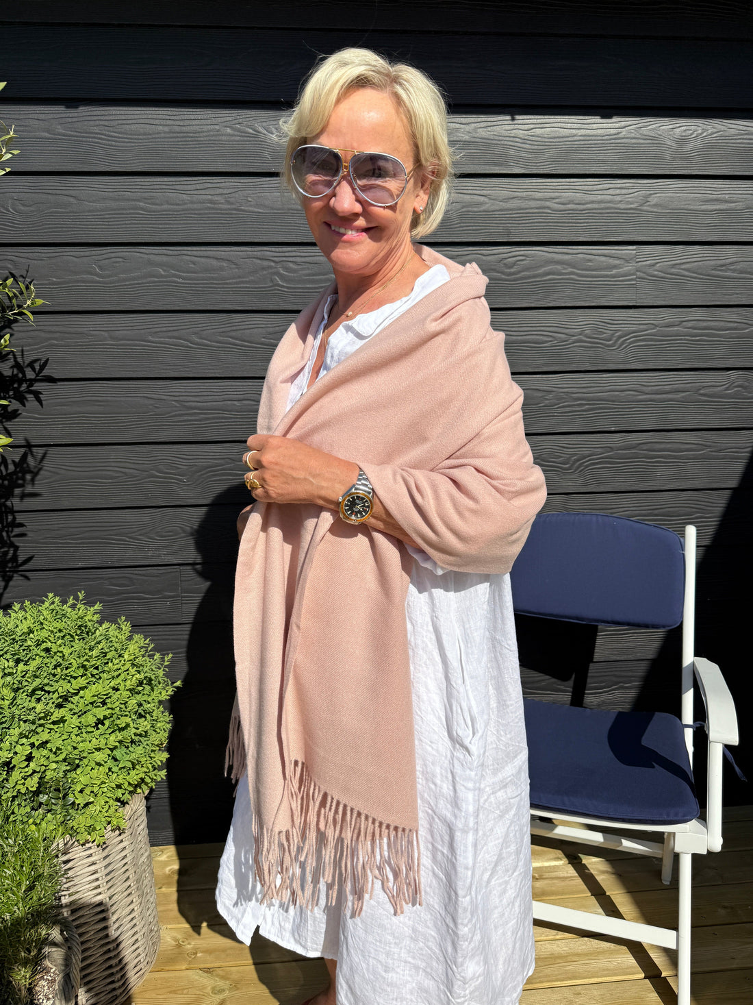OtherStuff Tørklæde og sjal Sjal i 100% Viscose - Rosa (Str. 180x80 cm) otherstuff