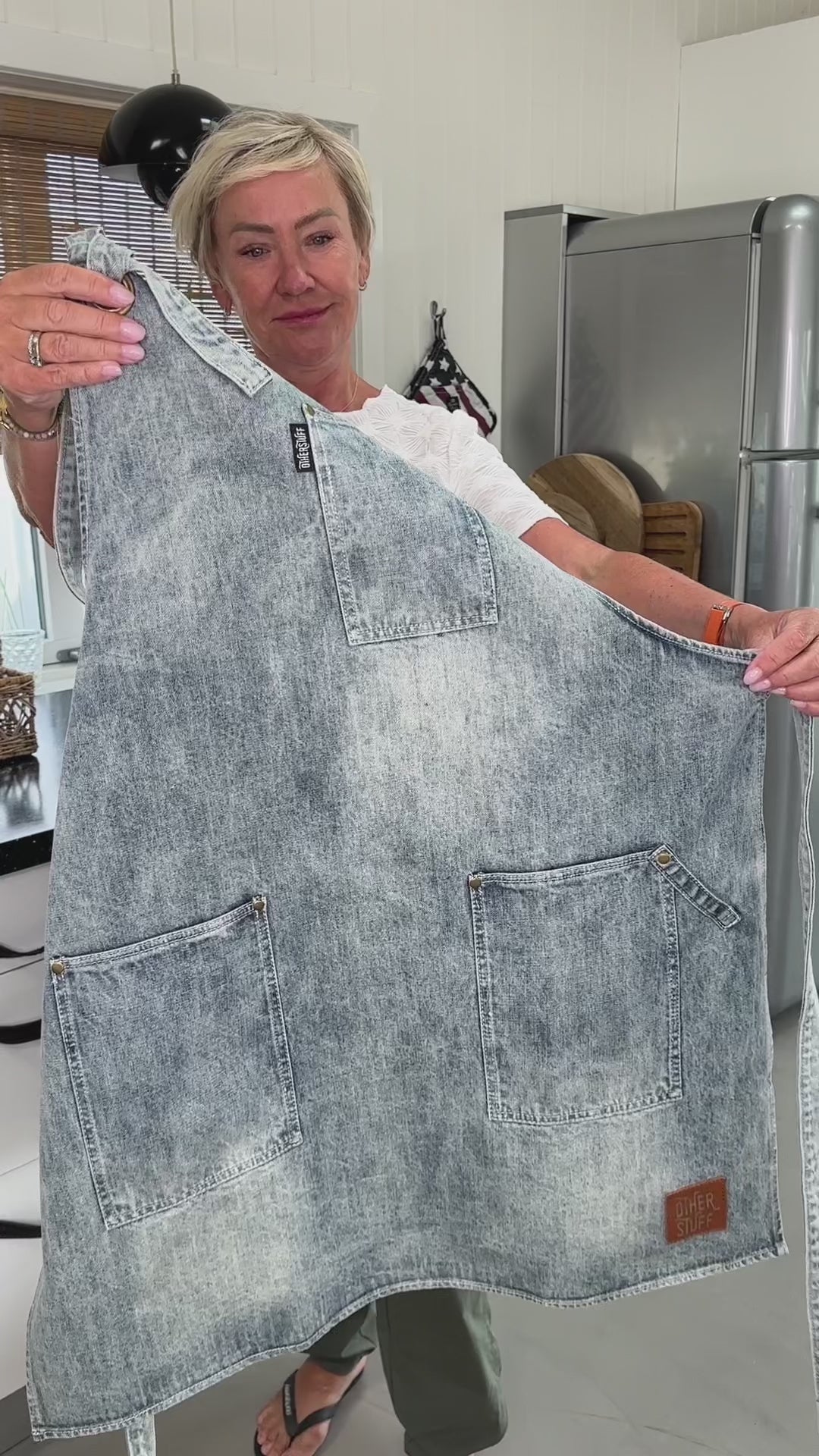 Forklæde i forvasket denim (unisex)