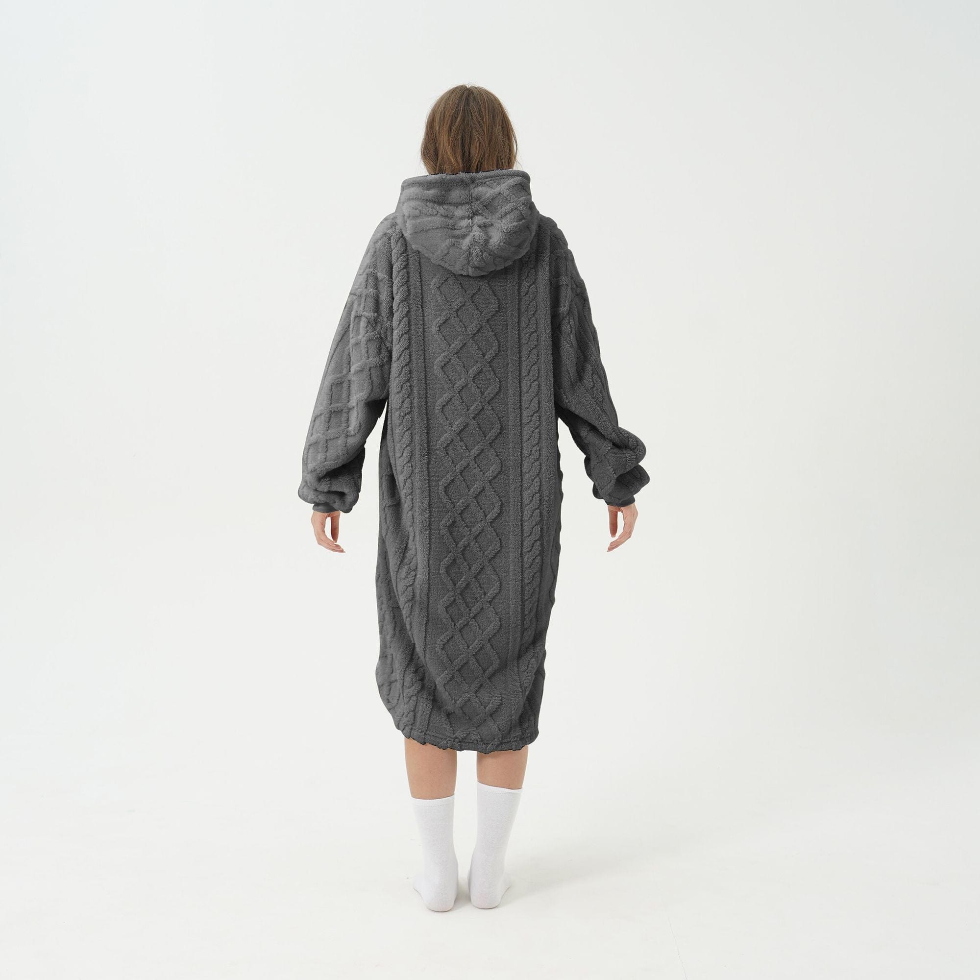 Uldplaiden.dk Poncho Hoodie-plaid grå m. mønster otherstuff