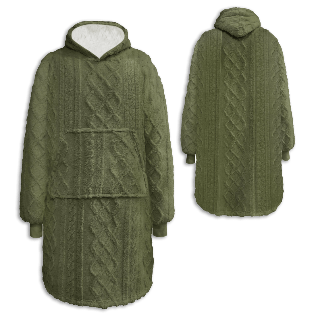 Uldplaiden.dk Poncho Hoodie-plaid grøn m. mønster otherstuff