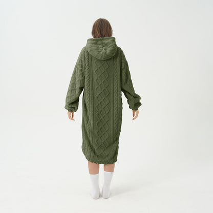 Uldplaiden.dk Poncho Hoodie-plaid grøn m. mønster otherstuff