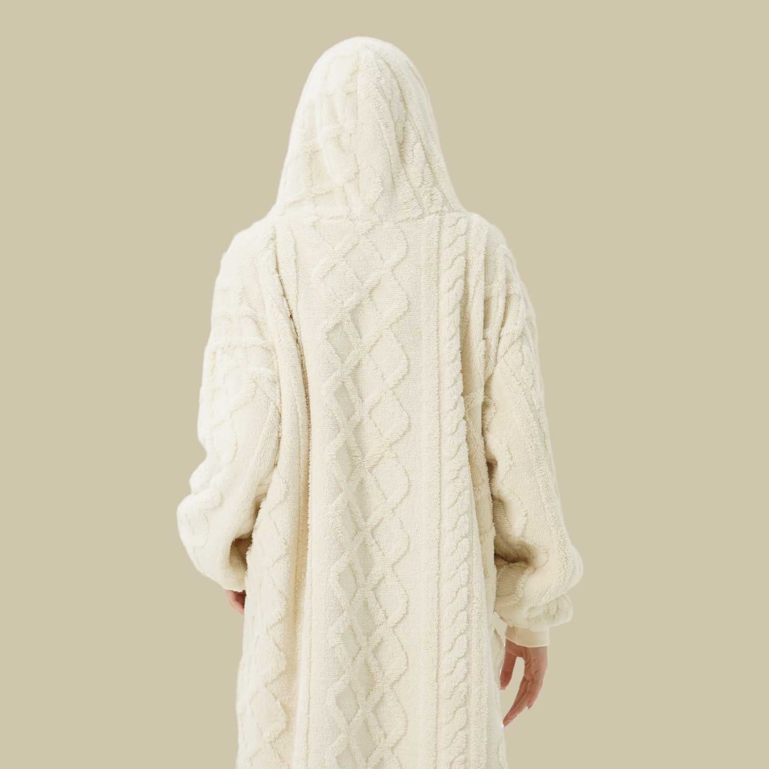 Uldplaiden.dk Poncho Hoodie-plaid hvid m. mønster otherstuff