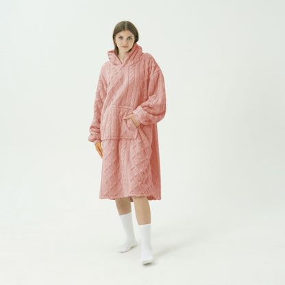 Uldplaiden.dk Poncho Hoodie-plaid rosa m. mønster otherstuff