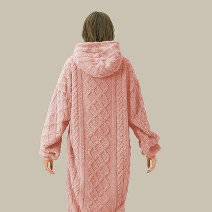 Uldplaiden.dk Poncho Hoodie-plaid rosa m. mønster otherstuff