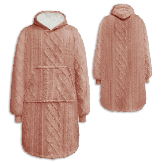 Uldplaiden.dk Poncho Hoodie-plaid rosa m. mønster otherstuff