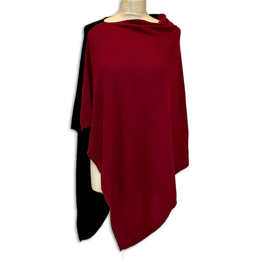 Uldplaiden.dk Poncho i 10% Cashmere - Sort/Bordeaux otherstuff