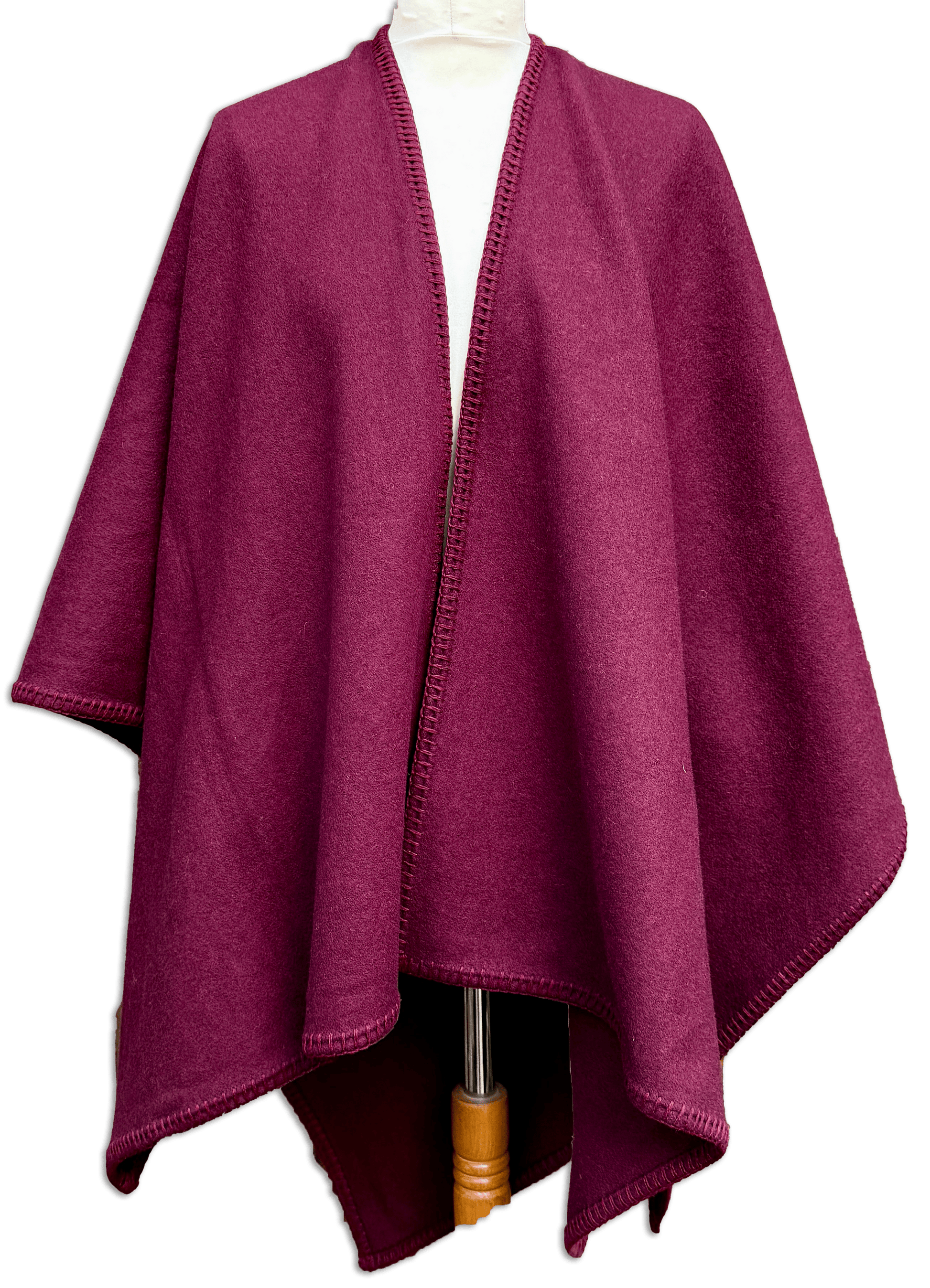 Uldplaiden.dk Poncho Poncho i 100% merinould - Bordeaux otherstuff