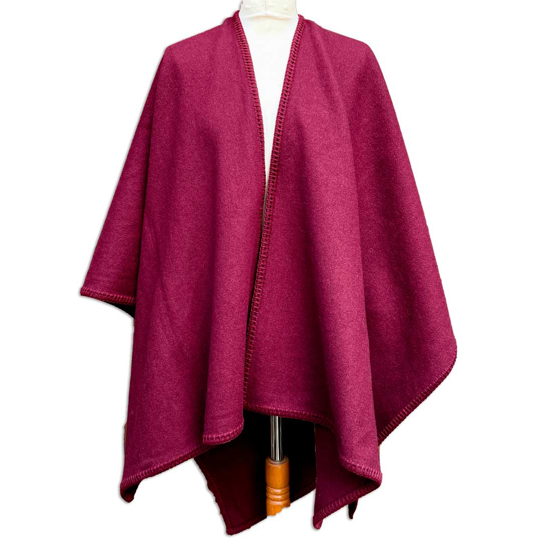 Uldplaiden.dk Poncho Poncho i 100% merinould - Bordeaux otherstuff