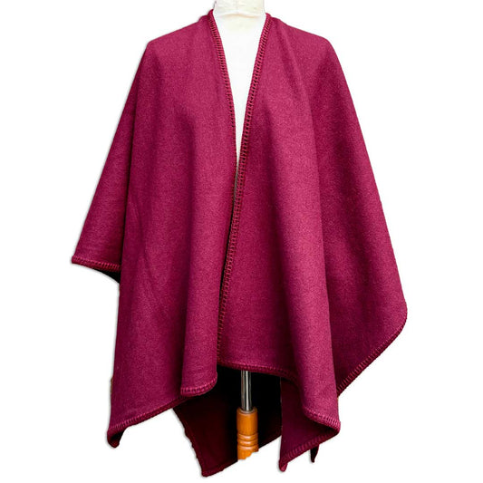 Uldplaiden.dk Poncho Poncho i 100% merinould - Bordeaux otherstuff