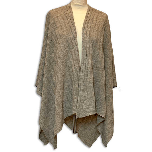 Uldplaiden.dk Poncho Poncho i kabelstrik - Camel otherstuff