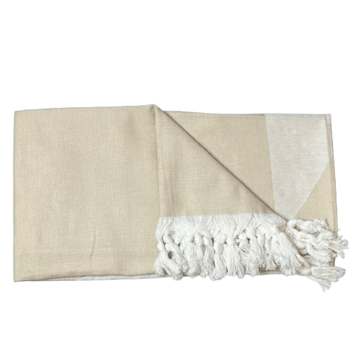 Uldplaiden.dk tæppe Beige m. stjerne Strandtæppe i bomuld - Blokhus (90x170 cm) otherstuff