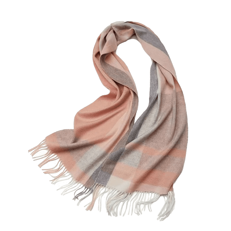 Uldplaiden Halstørklæde Halstørklæde i 100% Cashmere Rosa/Grå ternet 30x180 cm. otherstuff