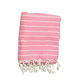 Uldplaiden tæppe Hamam håndklæde - Pink m. hvide striber (95x170 cm) otherstuff