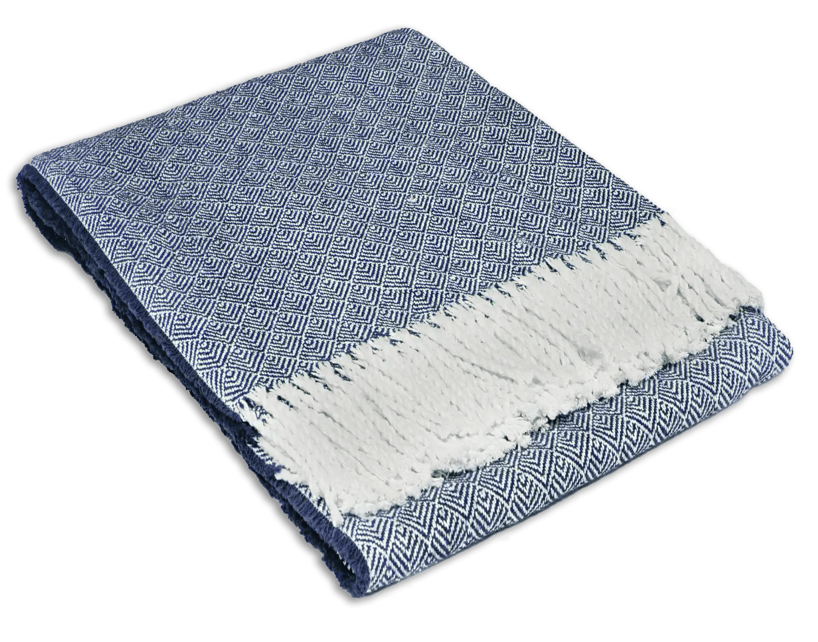 Uldplaiden Uldplaid Recycled Bomuldsplaid - Mørkeblå (140x200 cm) otherstuff
