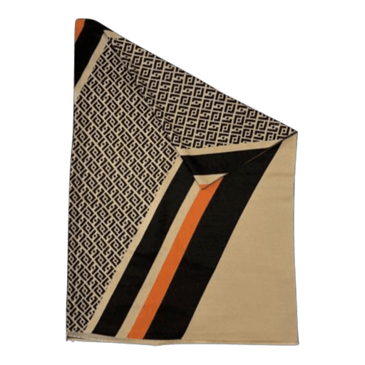 Uldplaiden Tørklæder Sjal - Orange, Sort og Lys Beige (180x65 cm) 5713931012220 otherstuff