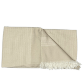 Uldplaiden tæppe Beige m. hvide striber Strandtæppe i bomuld - Løkken (90x170 cm) otherstuff