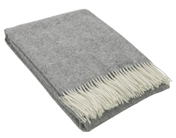 Uldplaiden Uldplaid Uldplaid i 100% New Zealandsk uld - Grå m. sildebensmønster (140x200 cm) otherstuff