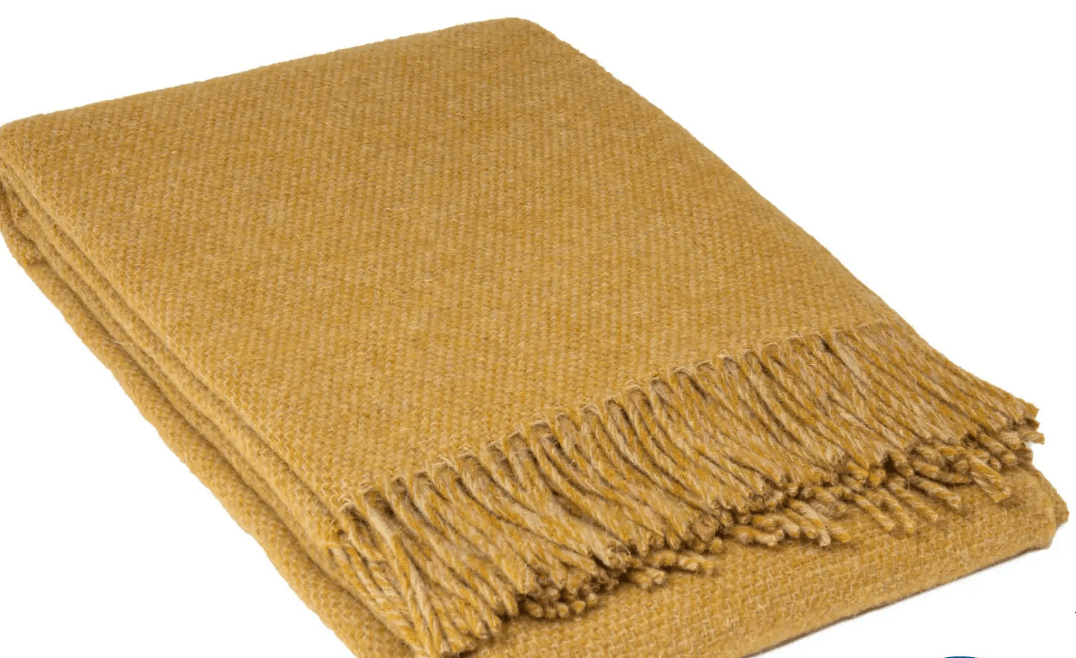 Uldplaiden tæppe Uldplaid i 100% uld - New Mustard (140x200 cm) otherstuff