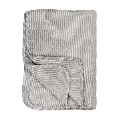 Quiltet tæppe - Hvide og Mørkegrå Striber (130x180 cm)