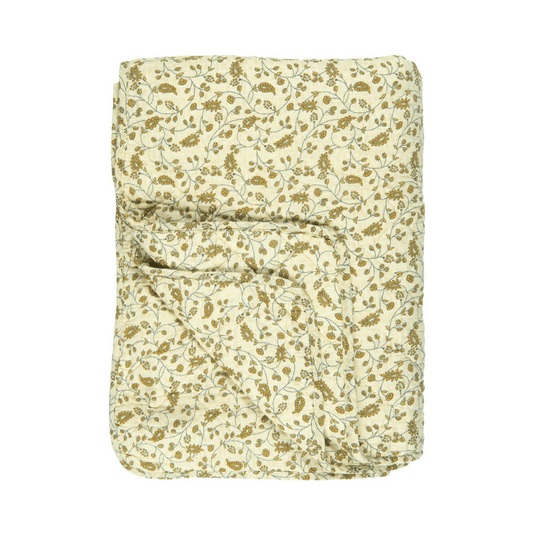 Ib Laursen tæppe Quilt tæppe - Lysegul base m. gult bladmønster (130x180 cm) otherstuff