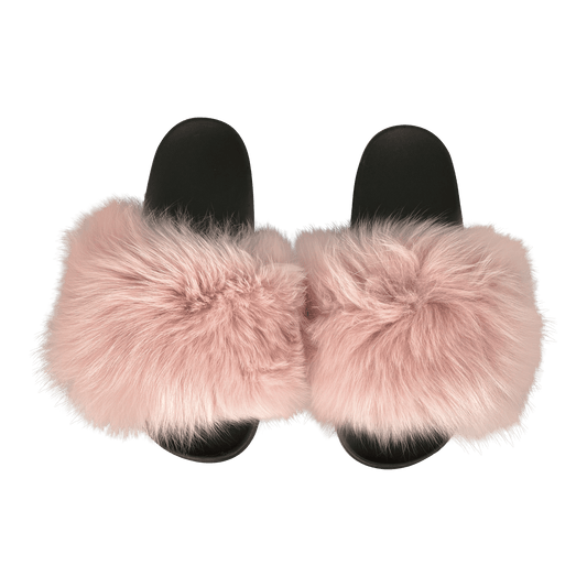 Pels Slippers - Gammel Rosa Fox Fur 
