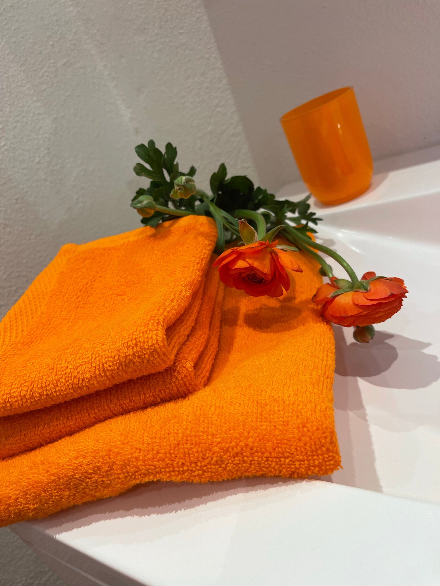 Håndklædepakke, 6 dele - Orange - billede på badeværelse