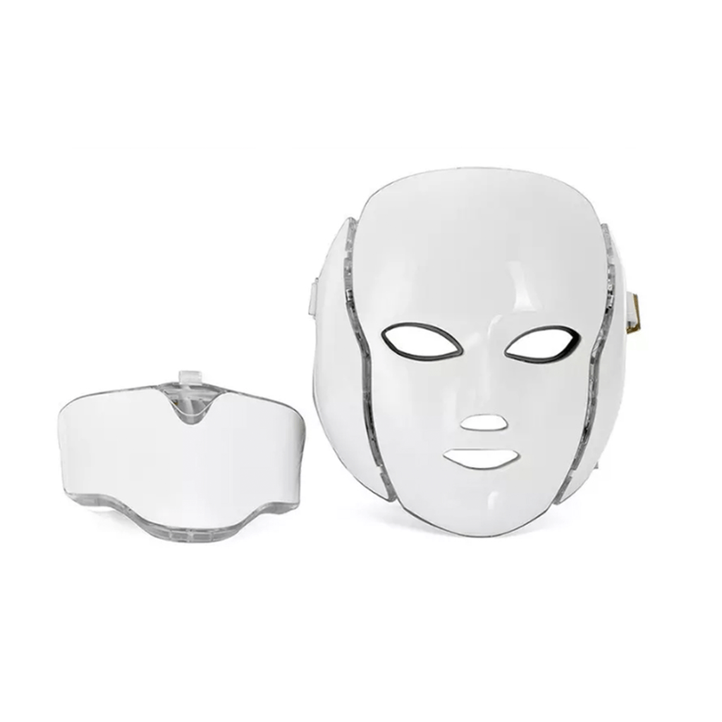 Lysterapimaske til ansigt og hals med mikrostrøm (hvid baggrund)