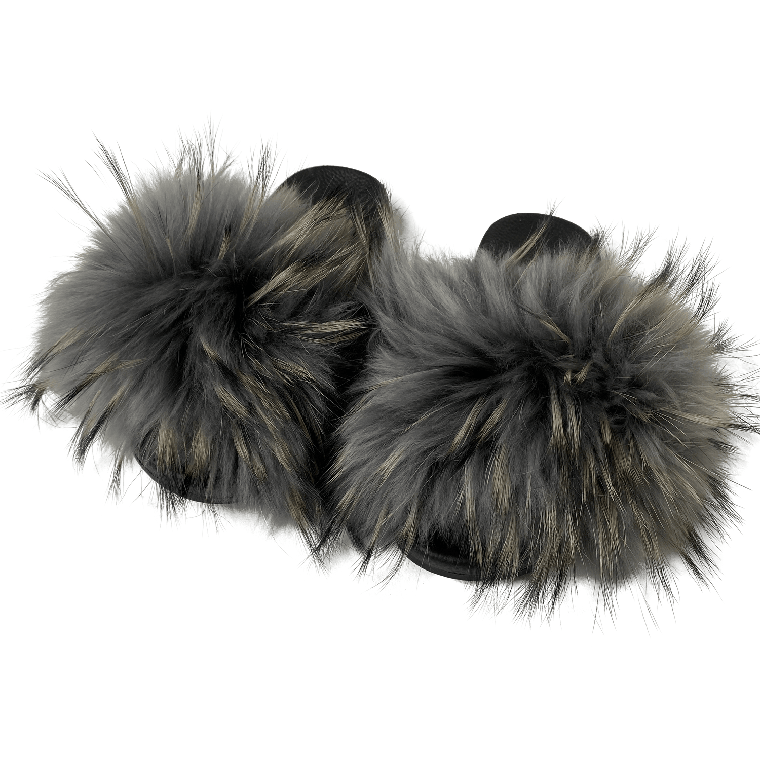 Pels Slippers - Grå i Fox fur