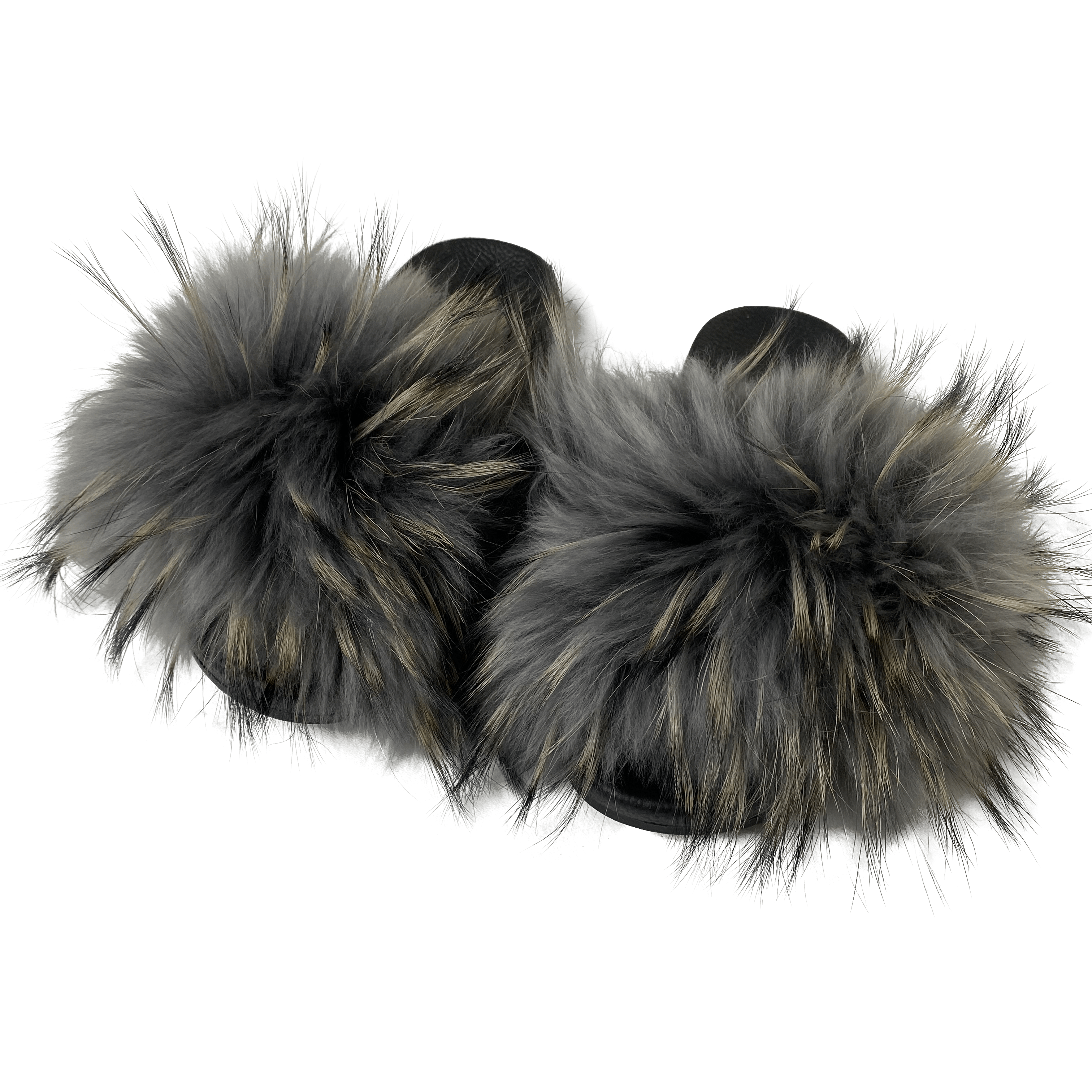 Pels Slippers - Grå i Fox fur