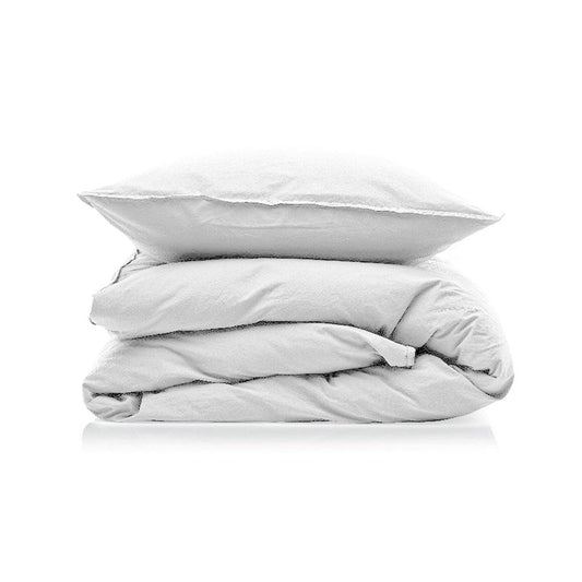 Hvidt sengetøj vasket bomuld,140x200 cm.