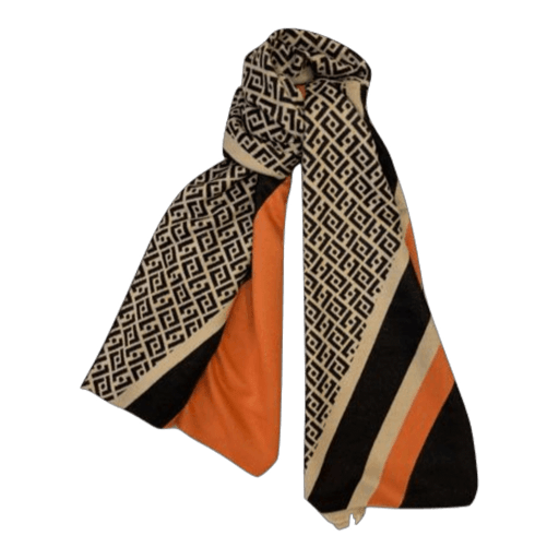 Tørklæde i Cashmere-Look - Sort/Beige (180x65 cm)