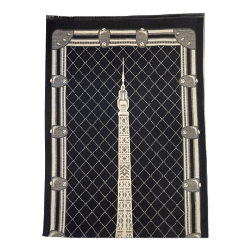 Tørklæde i Cashmere-Look - Sort/Beige m. Eiffeltårn-mønster (180x65 cm) - 1