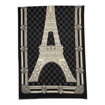 Tørklæde i Cashmere-Look - Sort/Beige m. Eiffeltårn-mønster (180x65 cm) - 2